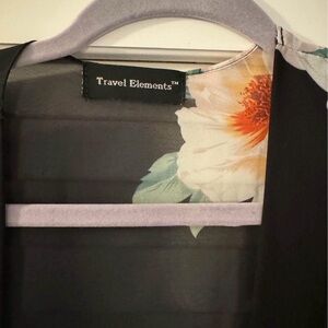 Black and White Floral Blouse with Short Sleeves cover up for bathing suit